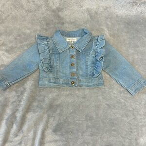 Nanette Lapore - Crop denim jacket with ruffle design. Size 12 months